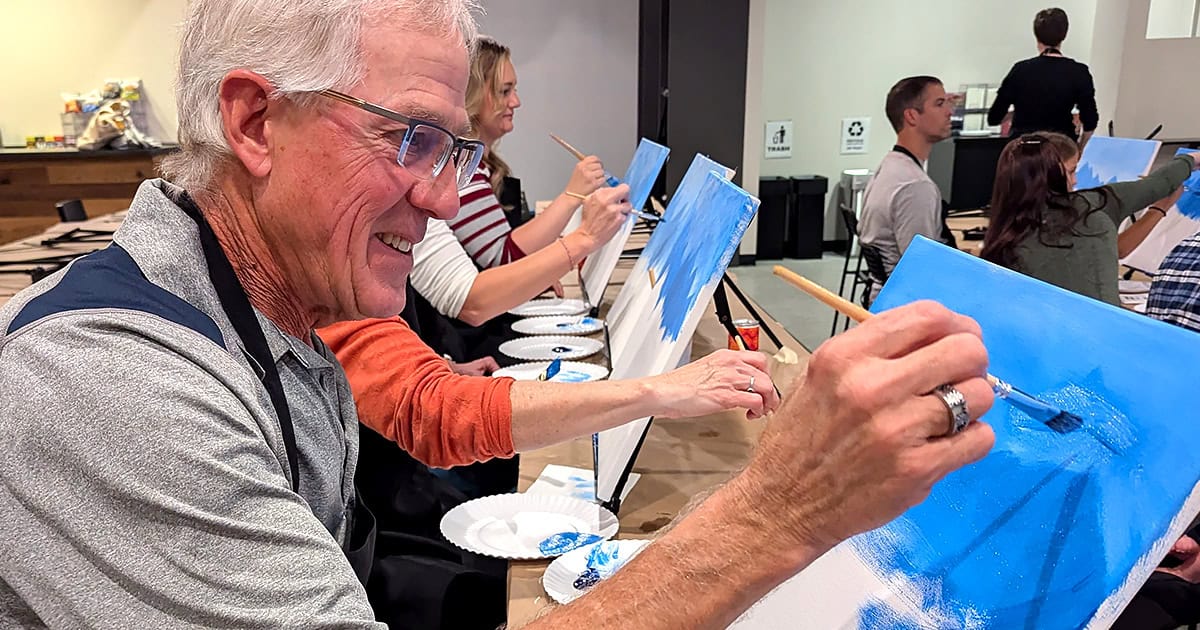 Fun while painting a mountain scene